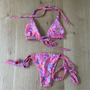 Kotomi Swim Bikini Set Glomarie Top and Bottoms Wildflower Size M/L in Pink